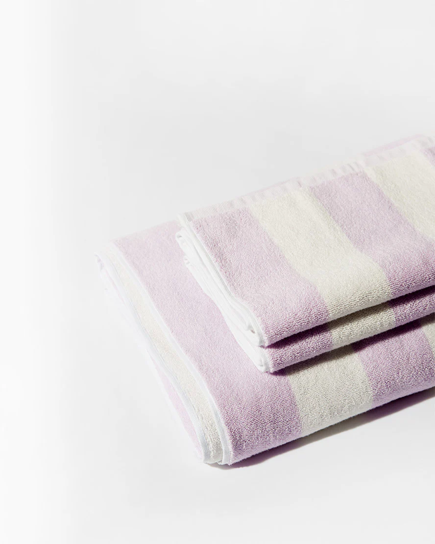 Towel Set Wide Stripe in Lilac - Image 2
