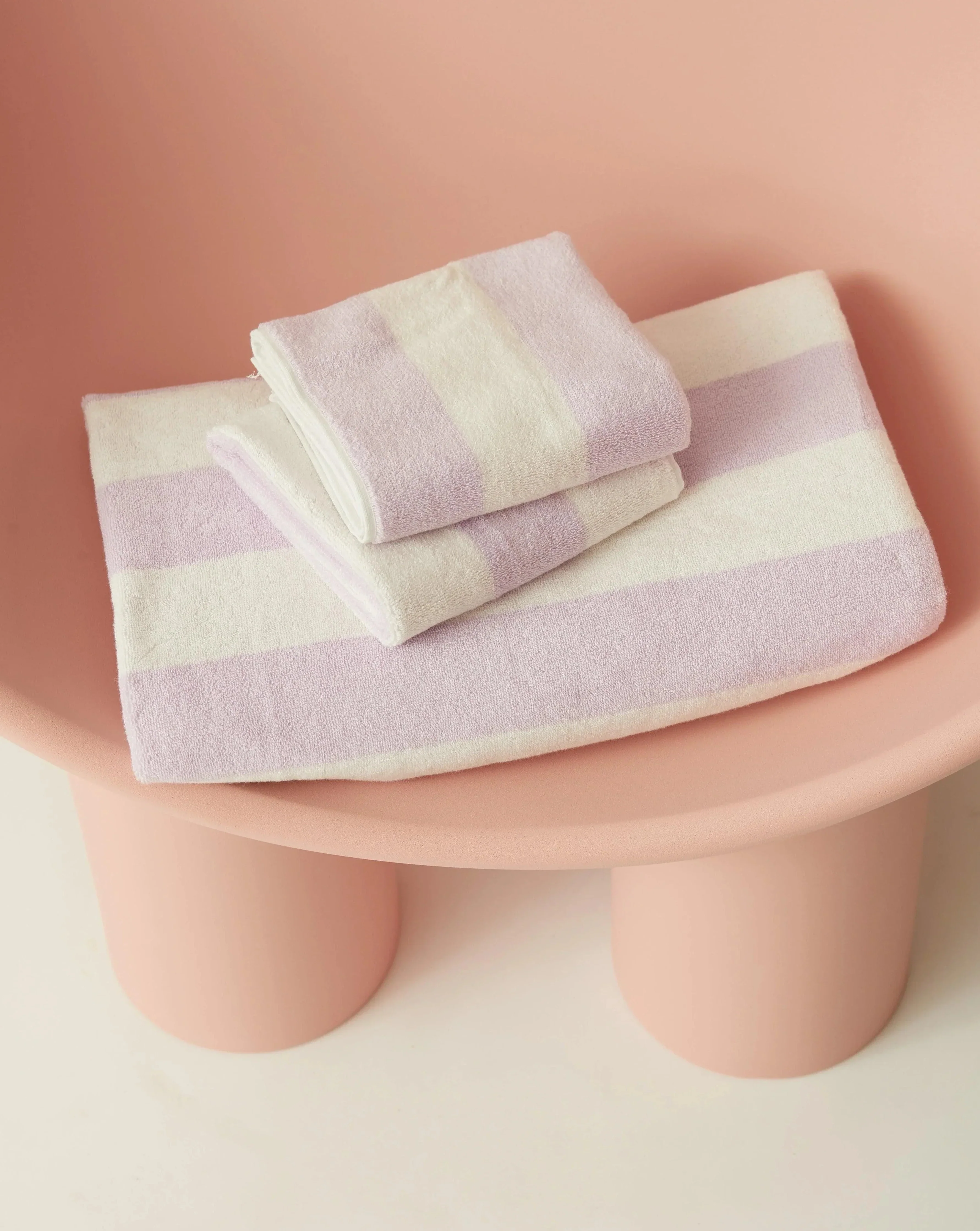 Towel Set Wide Stripe in Lilac - Image 3