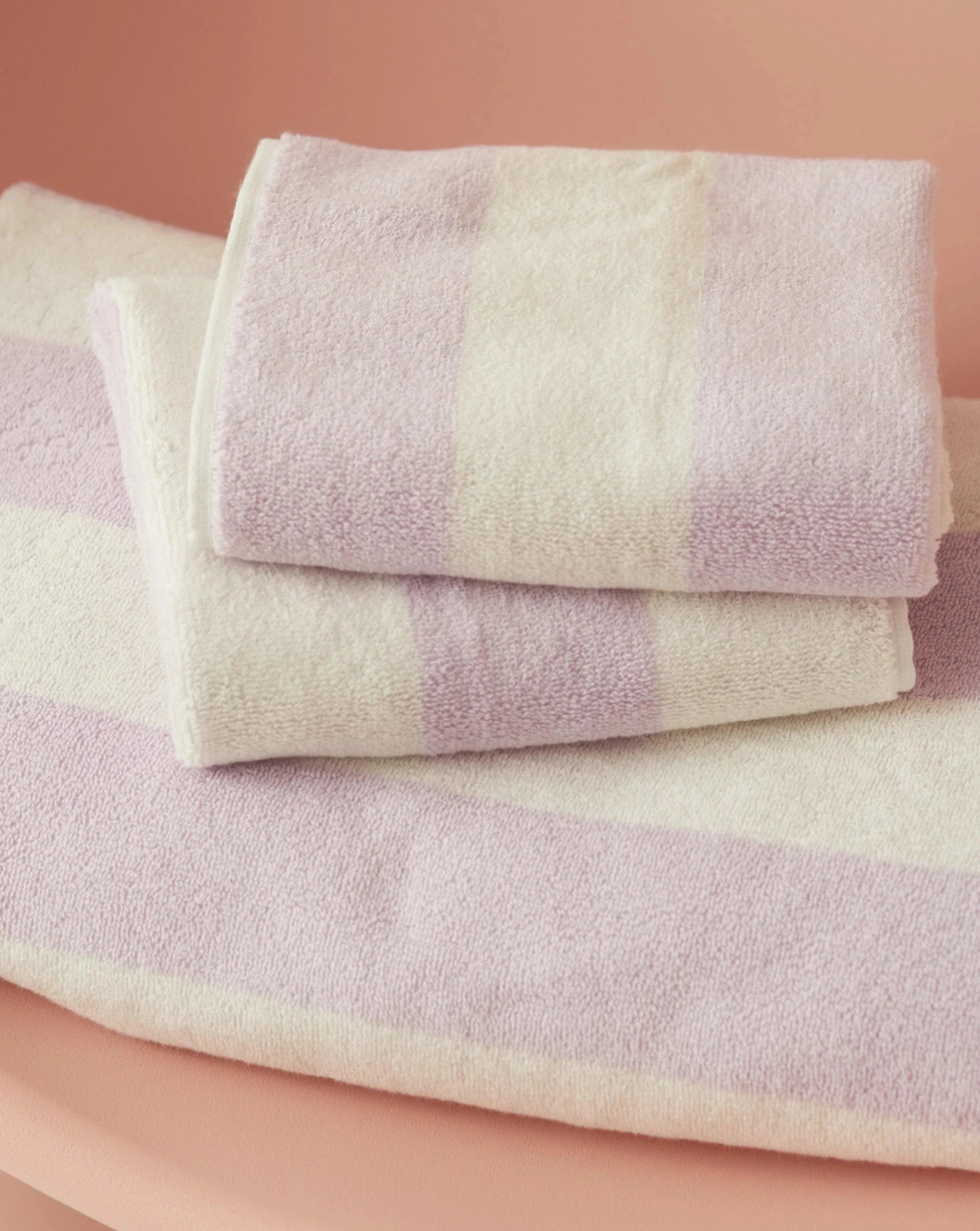 Towel Set Wide Stripe in Lilac - Image 4
