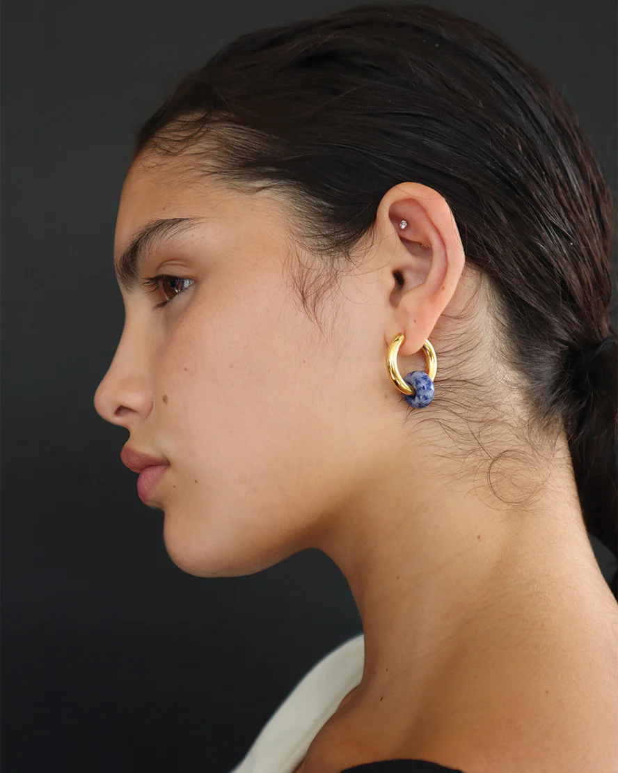 Carys Hoops in Gold & Blue - Image 3