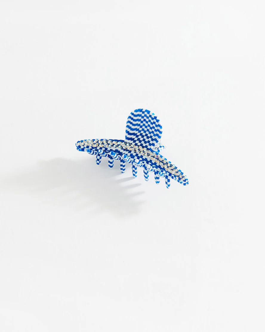 Chequered Clip Blue