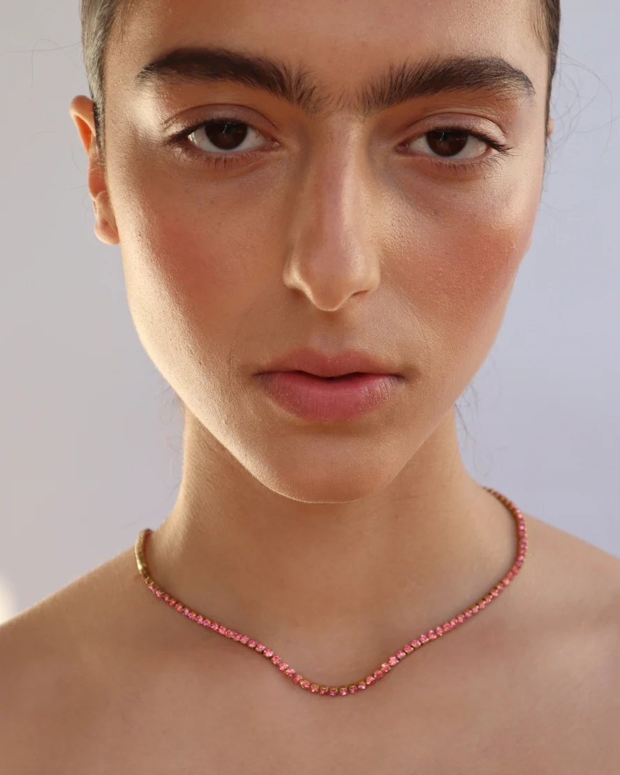 Edward Tennis Necklace in Pink - Image 4