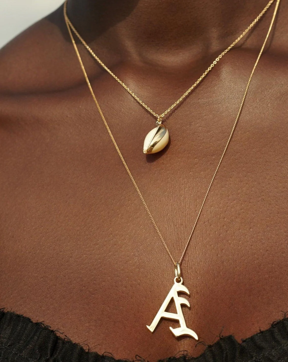 Gold Letter F Necklace - Image 4