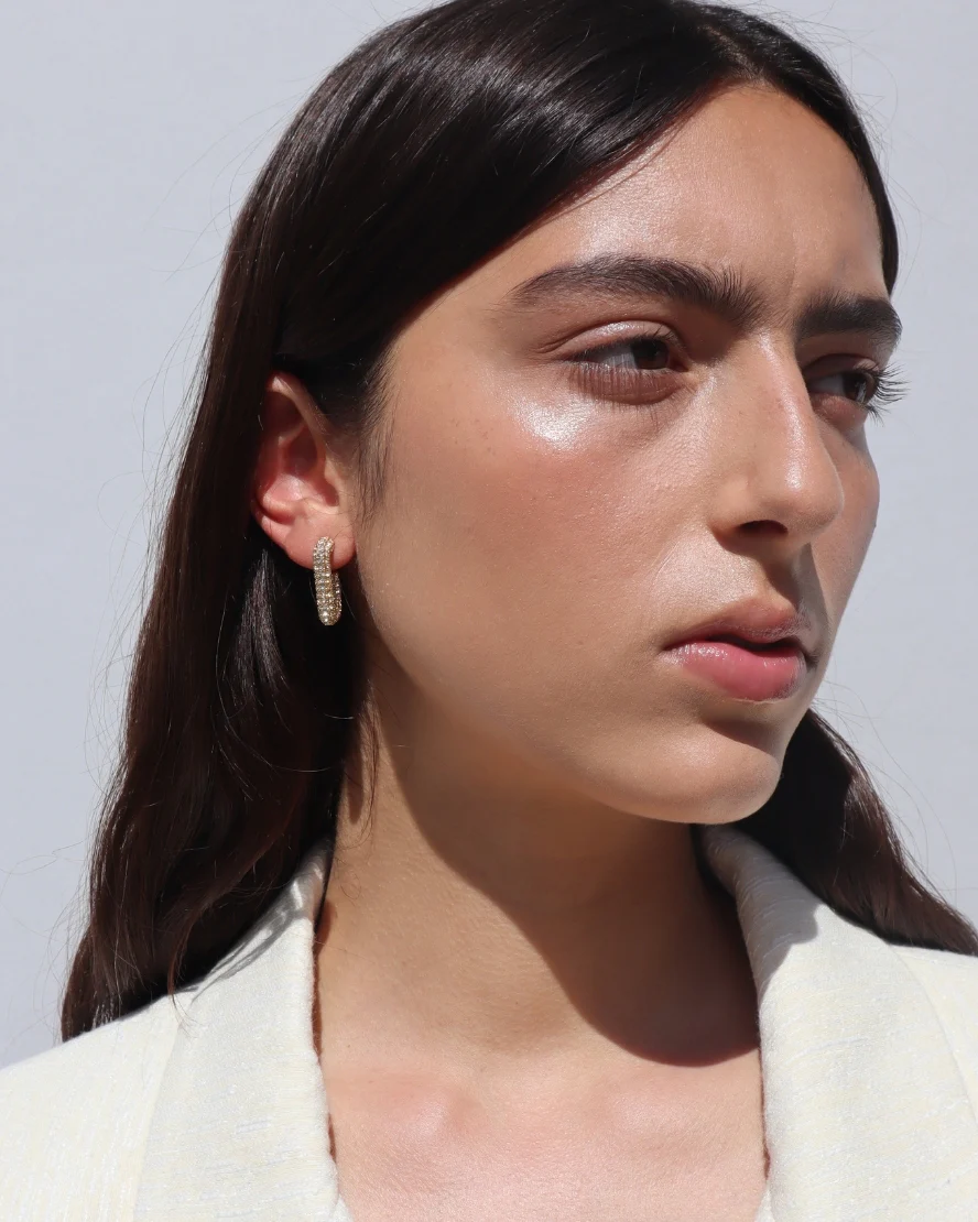 Logan Earrings in Gold/Crystal - Image 4