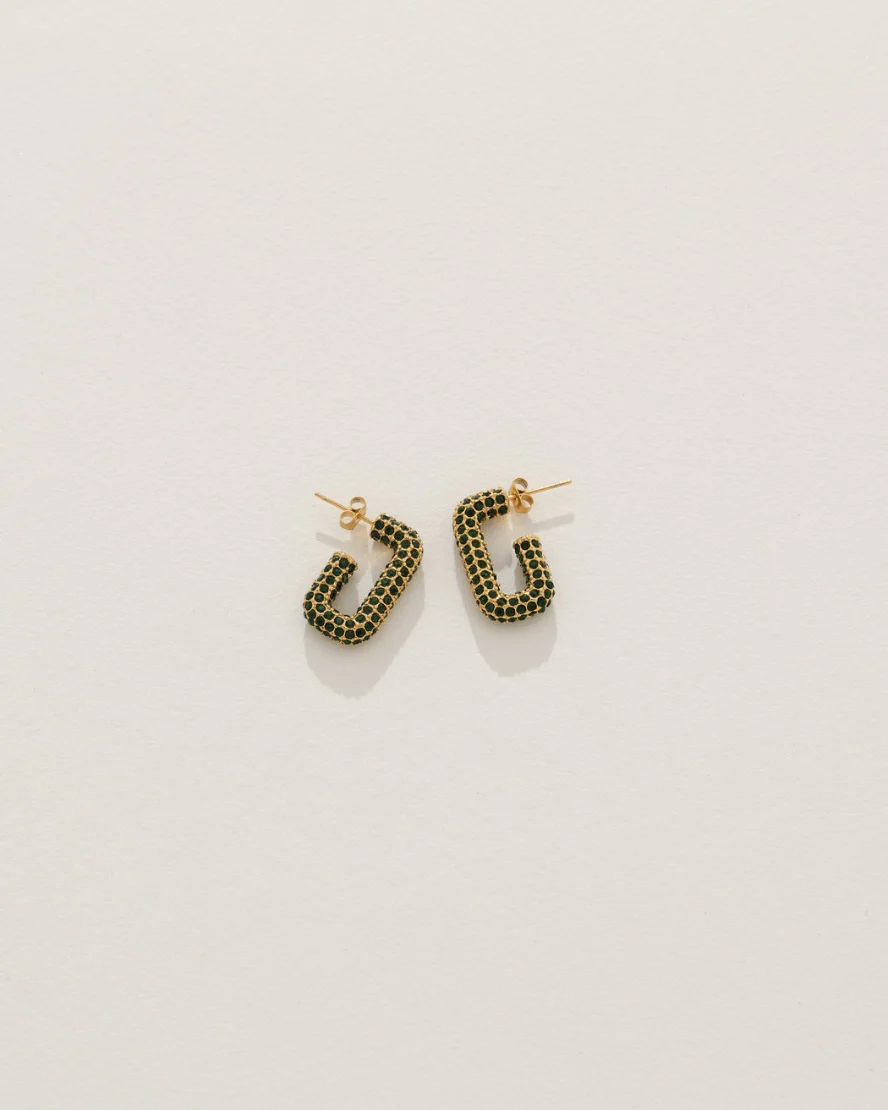 Logan Earrings in Green/Gold