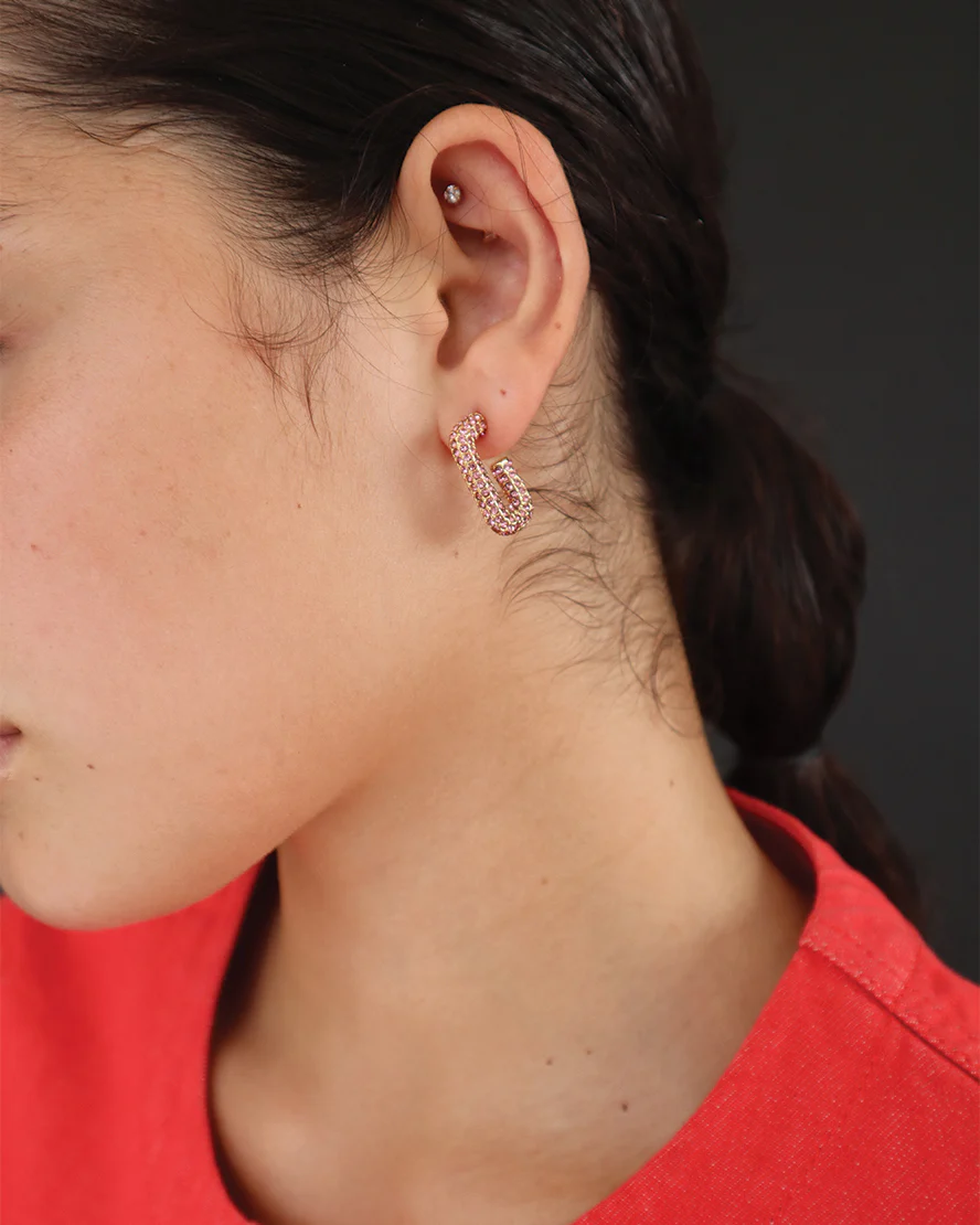 Logan Earrings in Pink/Gold - Image 2