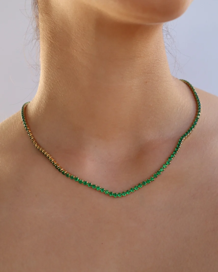 Nicholas Tennis Necklace in Green - Image 4