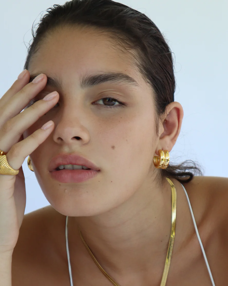 Rhea Hoops in Gold - Image 3