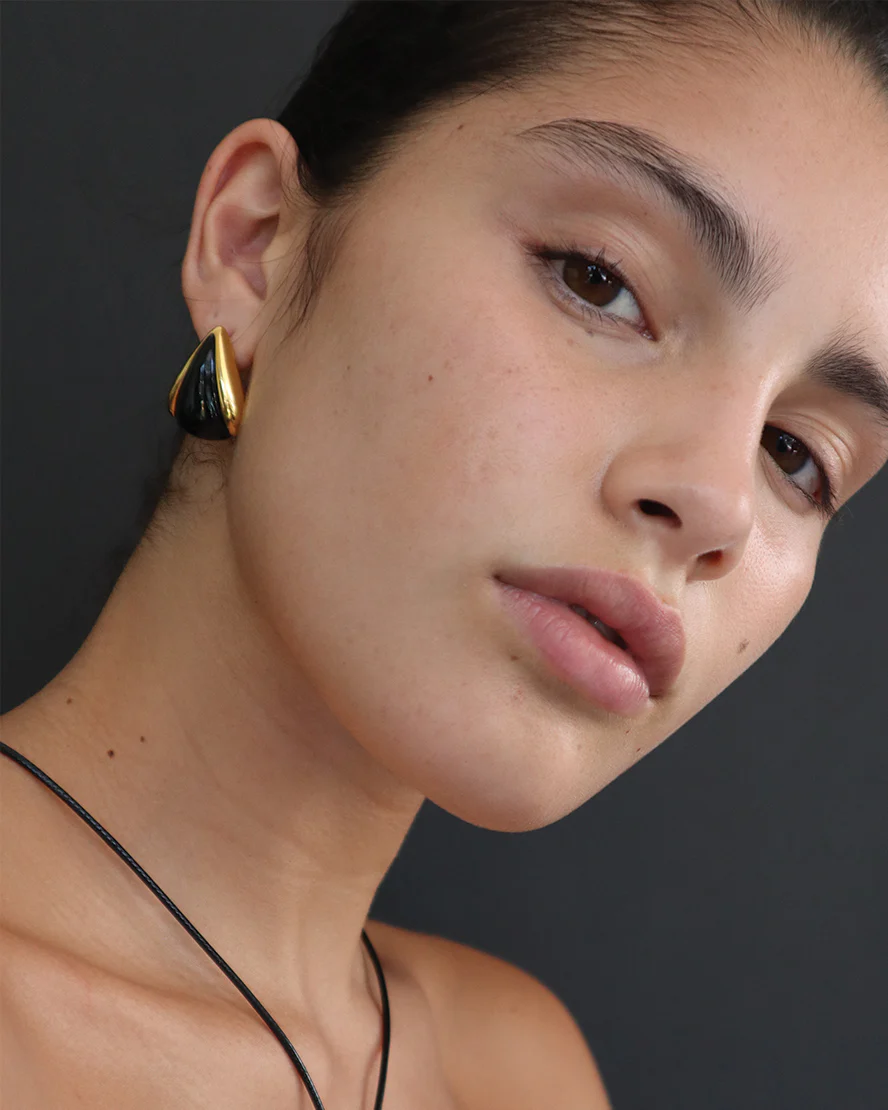 Saffron Earrings in Gold & Black - Image 2