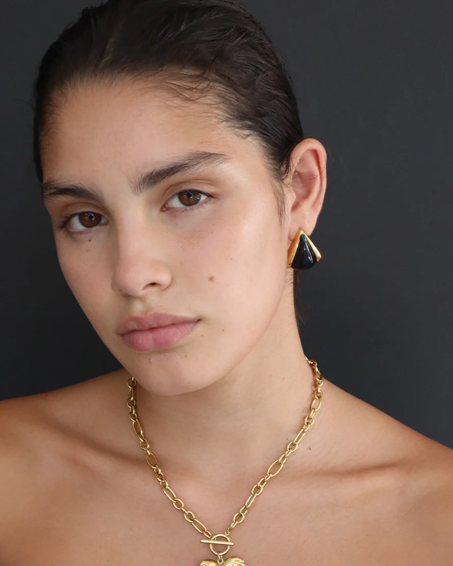 Saffron Earrings in Gold & Black - Image 3