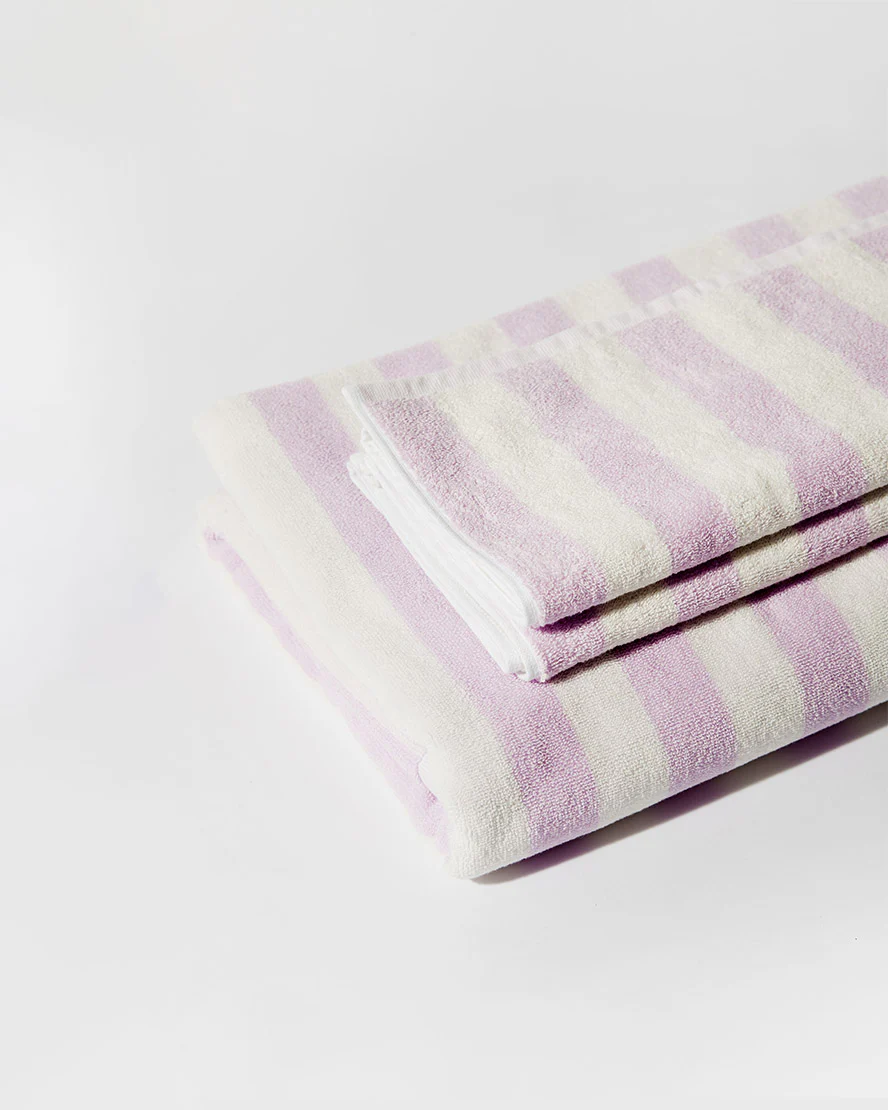 Towel Set Narrow Stripe in Lilac - Image 2