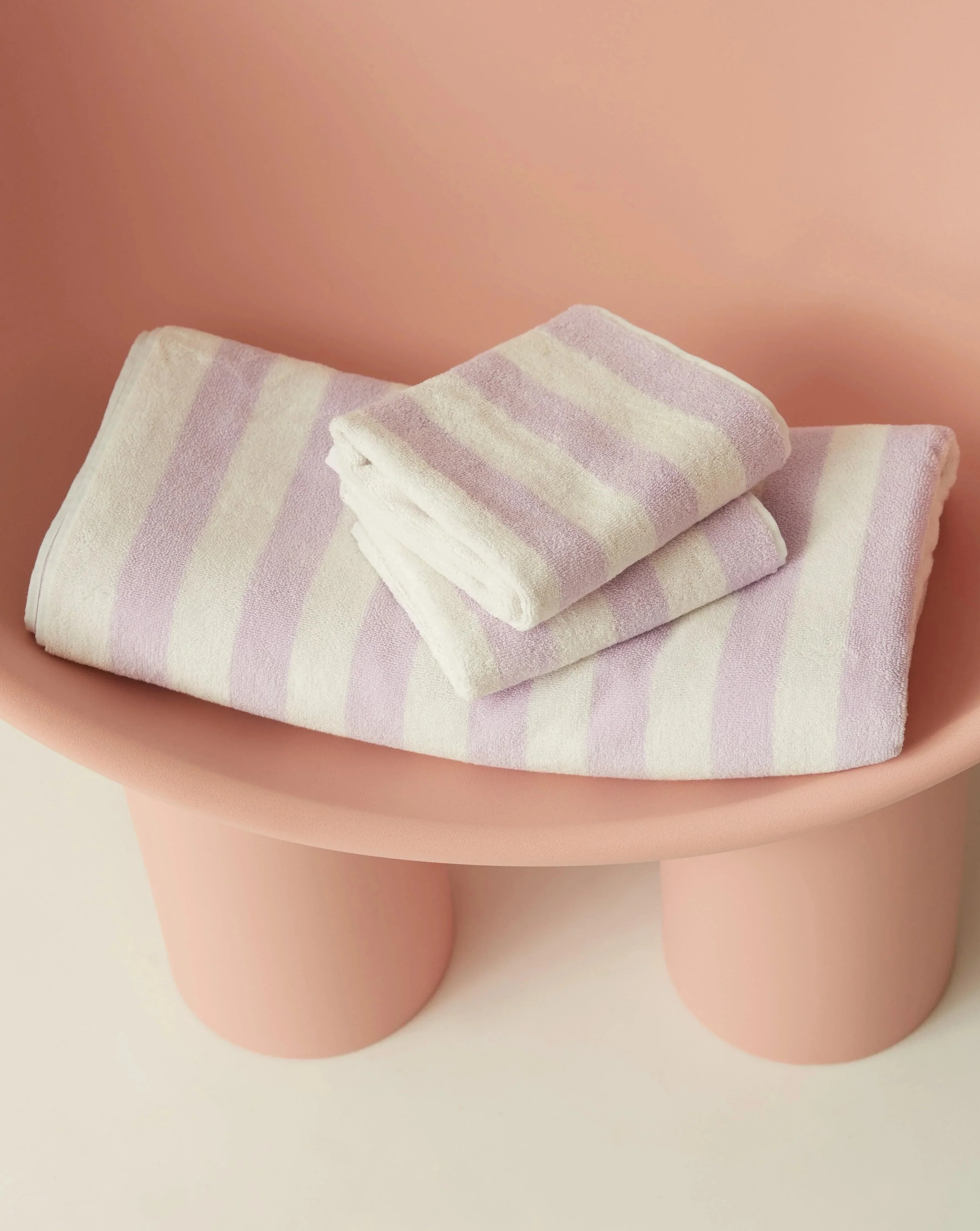 Towel Set Narrow Stripe in Lilac - Image 3