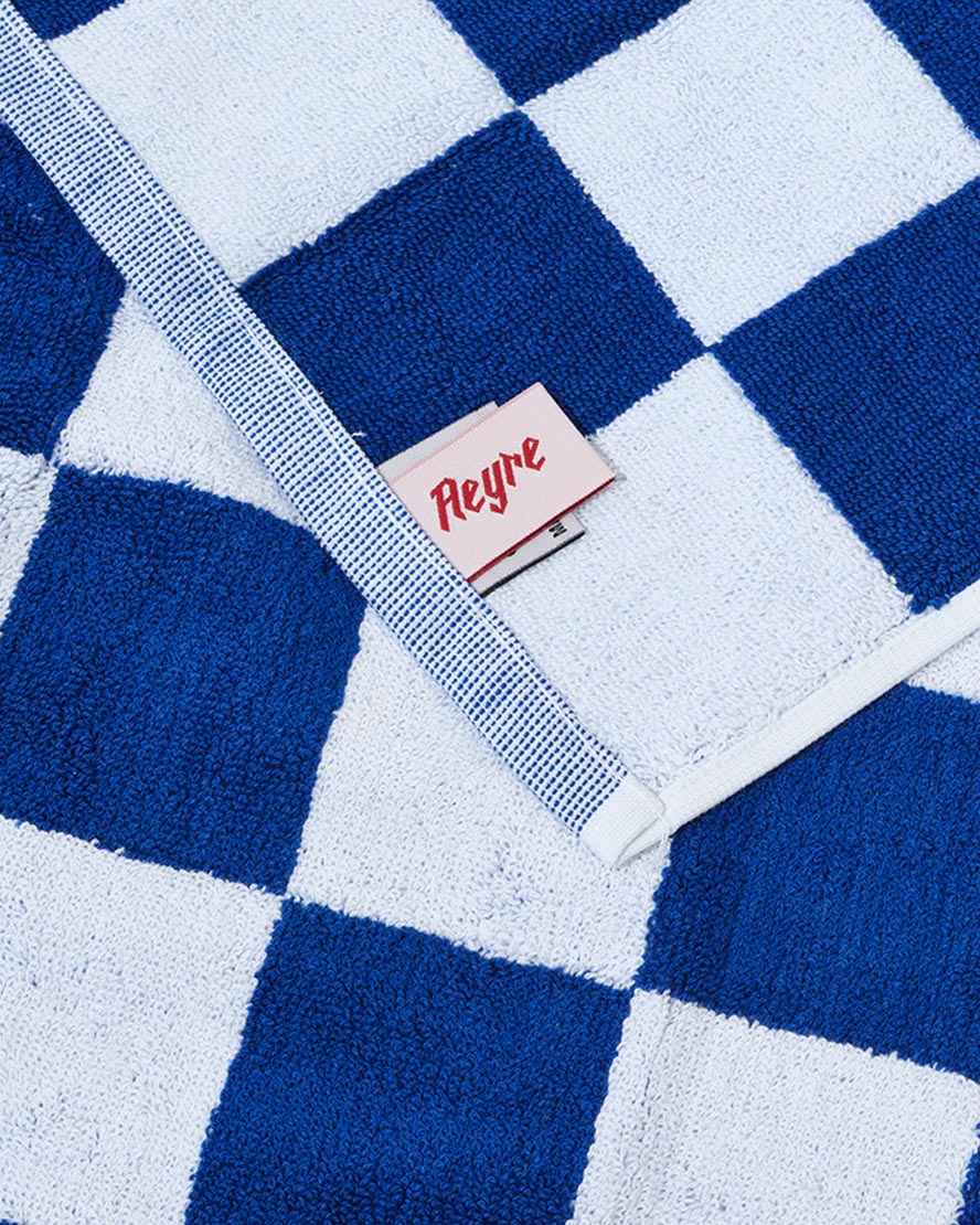 Towel Set Big Check in Cobalt - Image 2