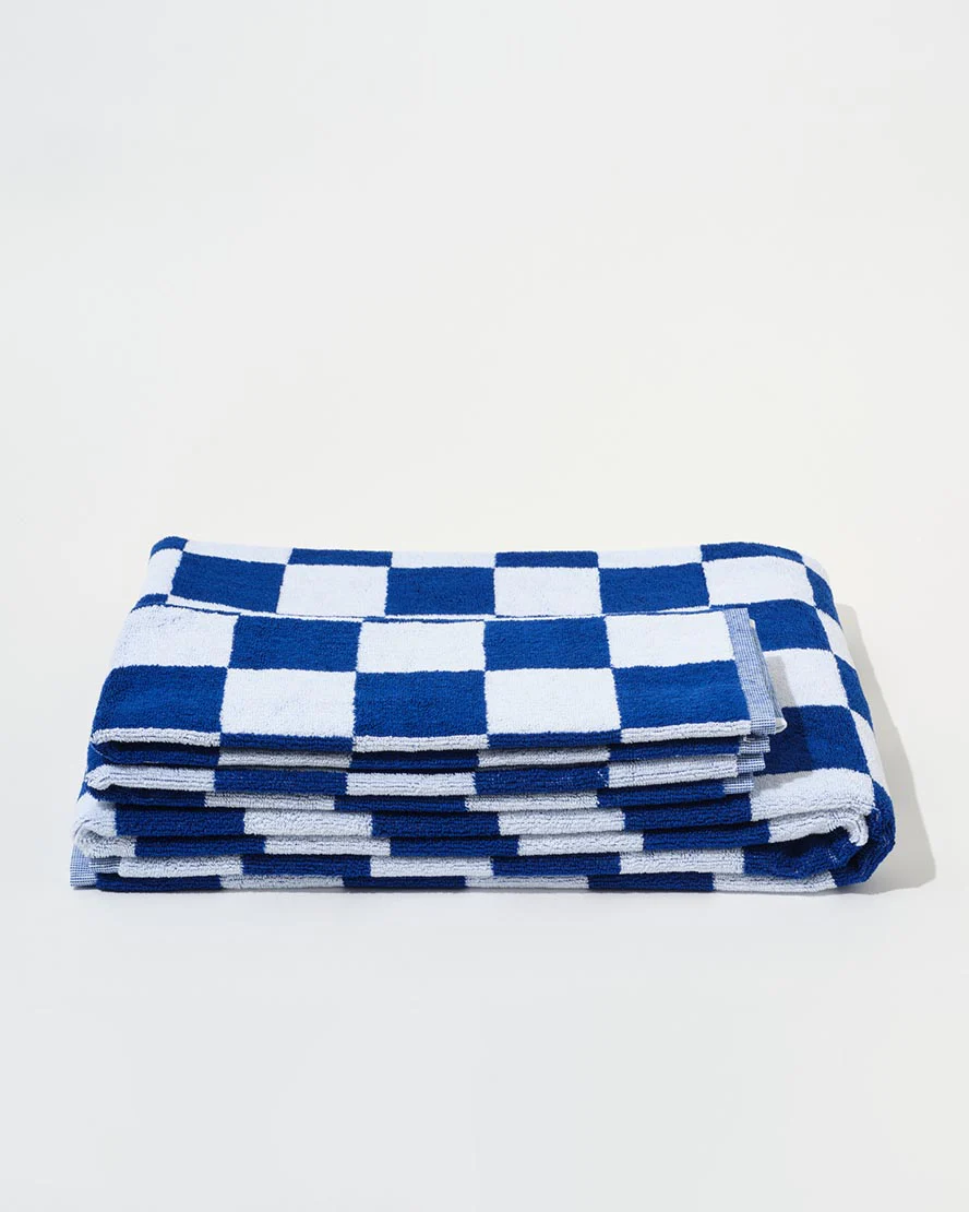 Towel Set Big Check in Cobalt - Image 3