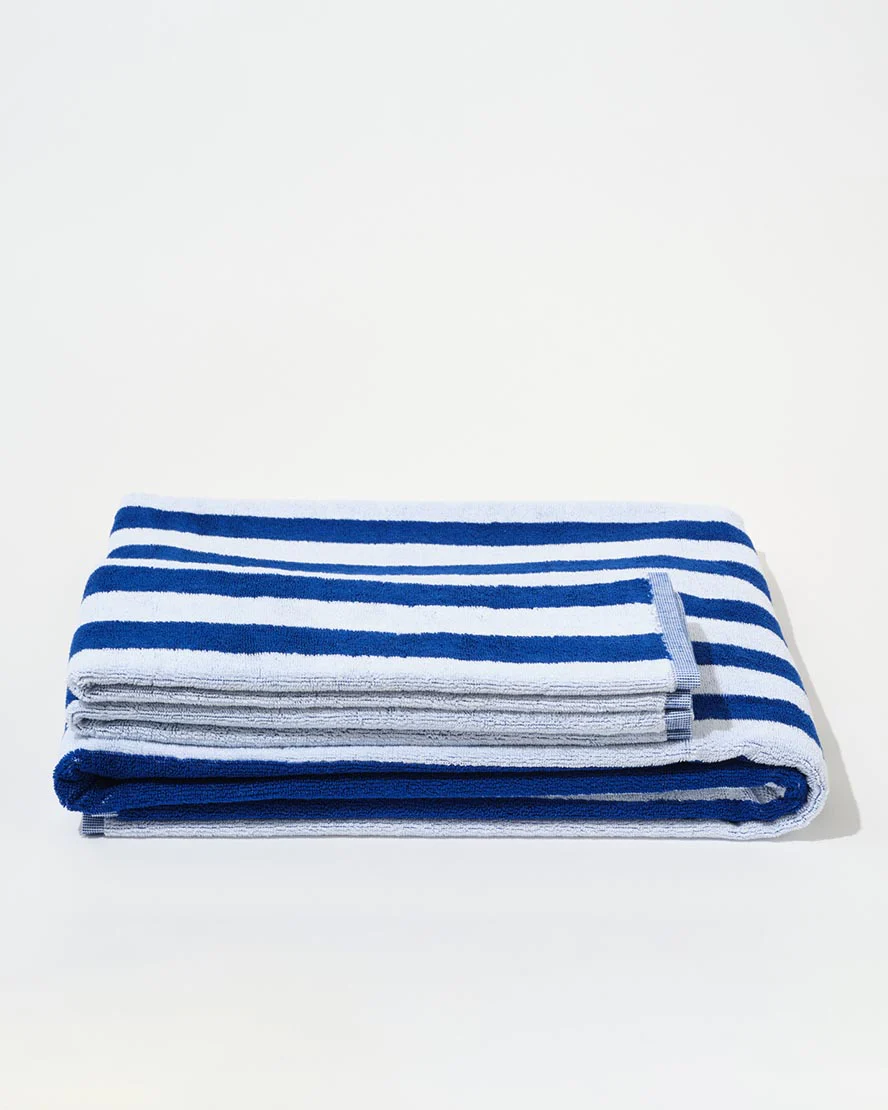 Towel Set Narrow Stripe in Cobalt - Image 3