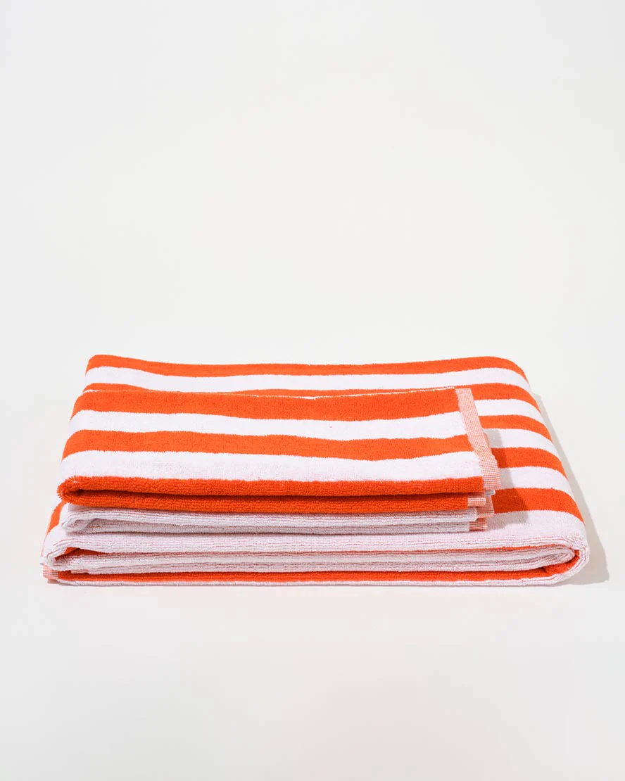 Towel Set Narrow Stripe in Orange - Image 3