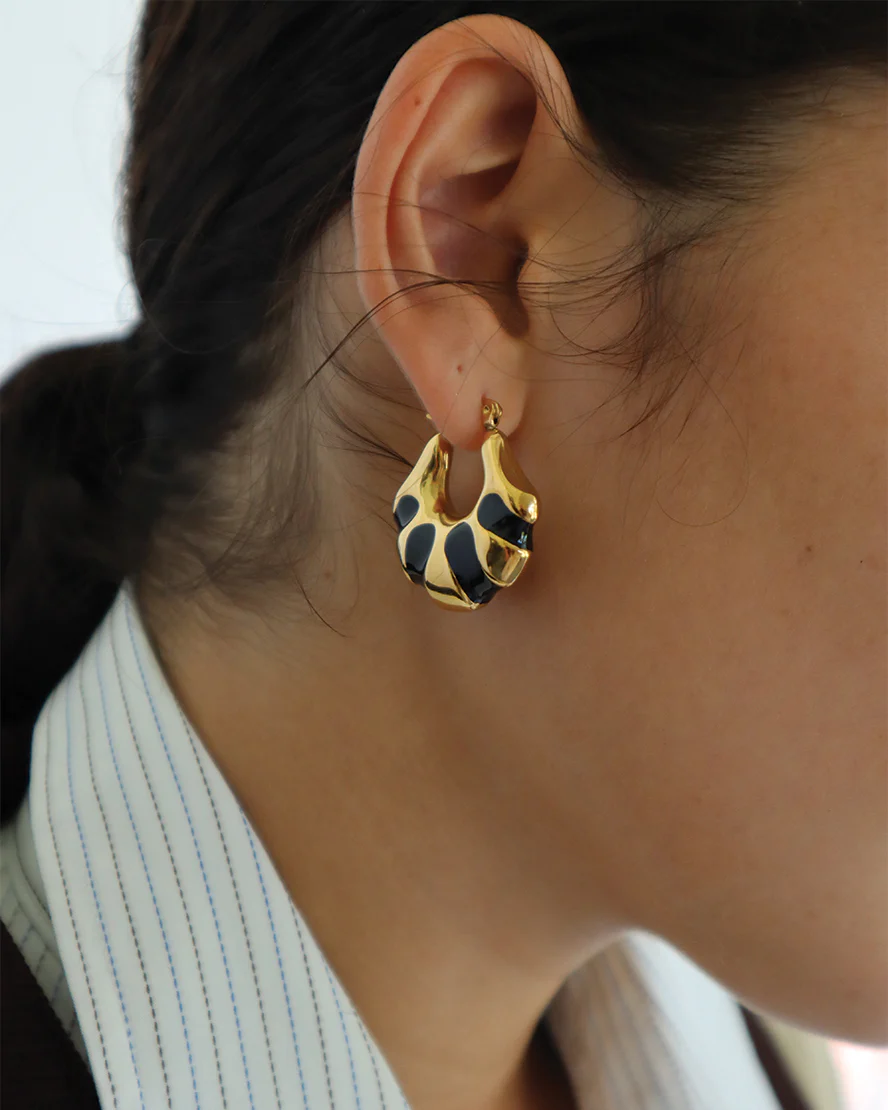 Veda Earrings in Gold & Black - Image 4