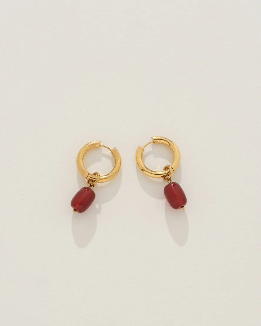 Zaya Hoops in Gold & Red