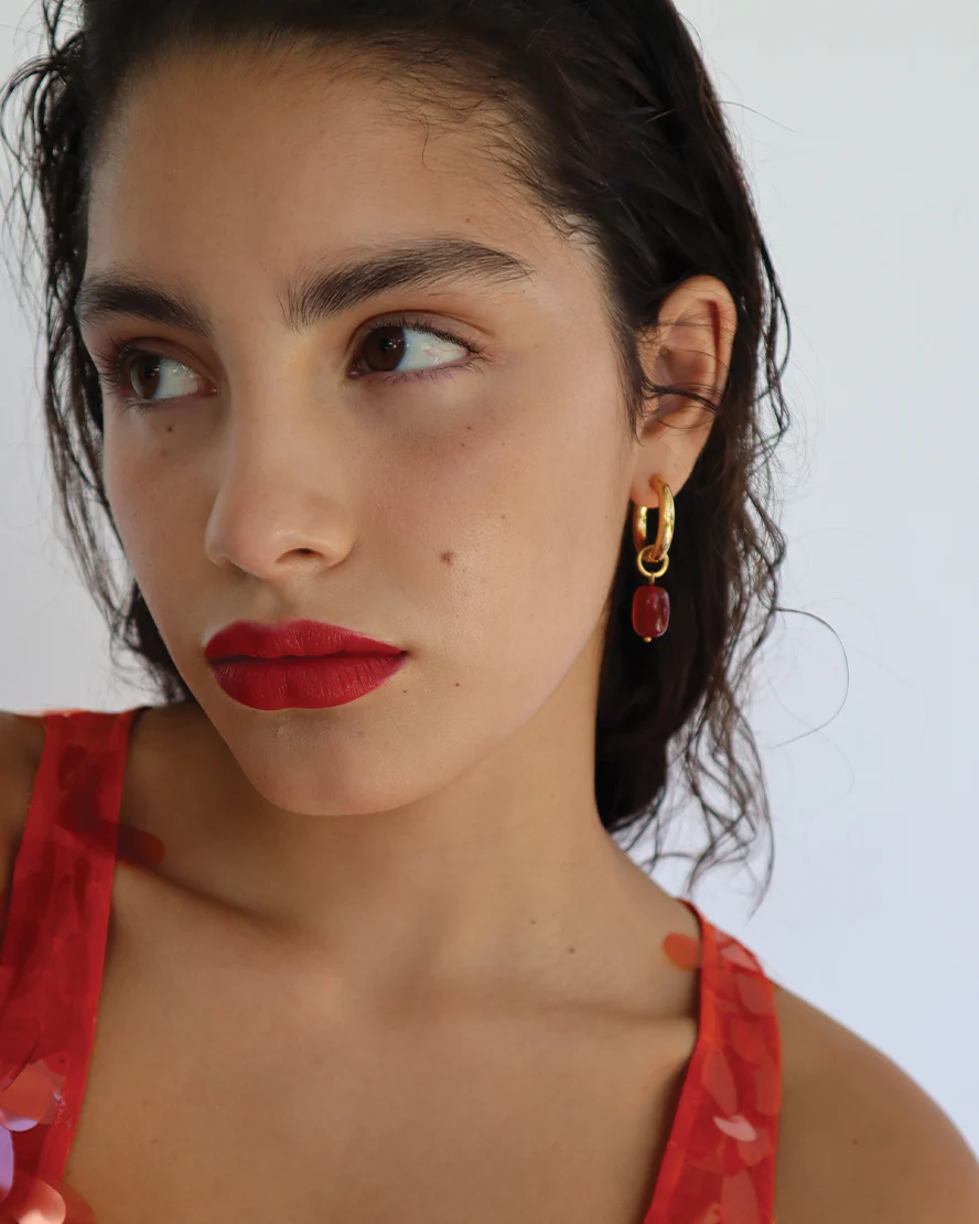Zaya Hoops in Gold & Red - Image 2