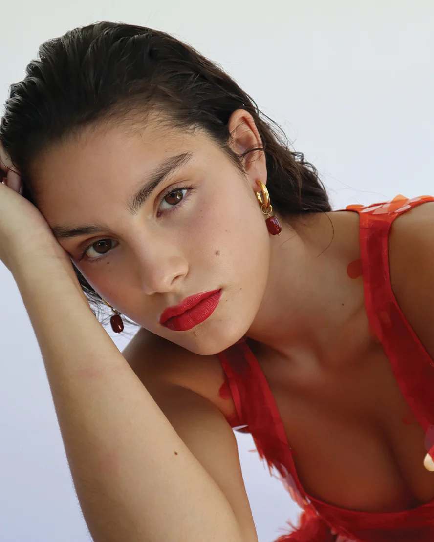 Zaya Hoops in Gold & Red - Image 3